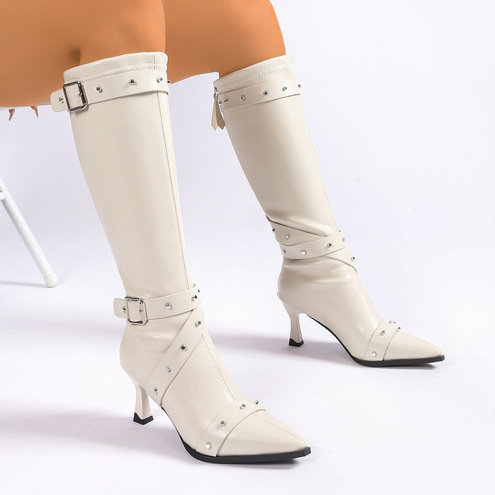 Fenrika | Damen Kniehohe Stiefel mit Schnallen - Image 8