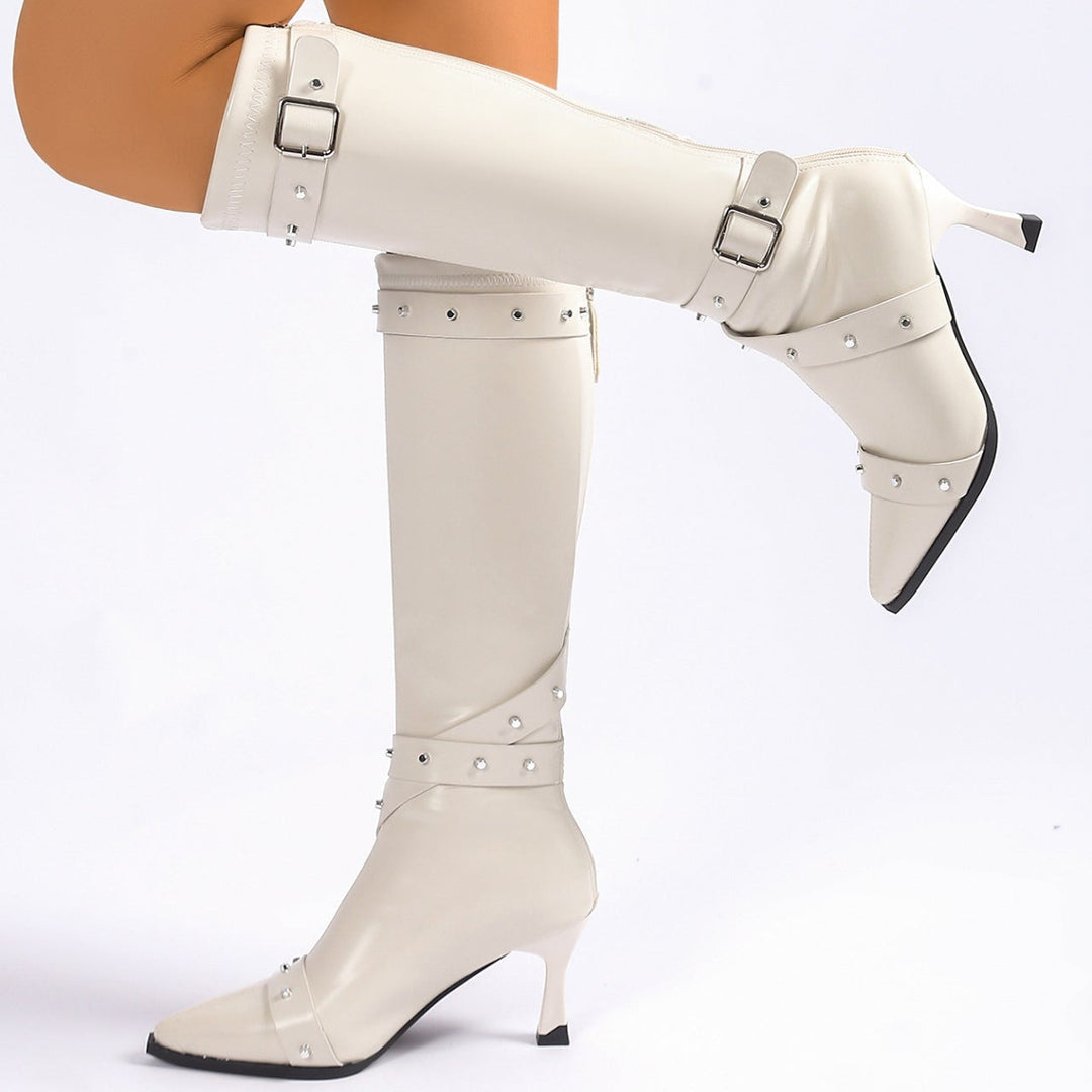 Fenrika | Damen Kniehohe Stiefel mit Schnallen - Image 9