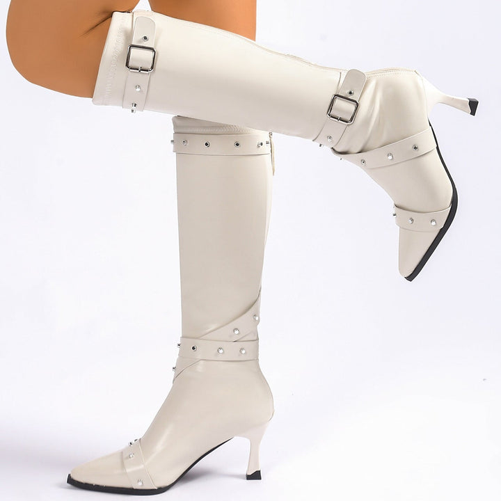 Fenrika | Damen Kniehohe Stiefel mit Schnallen - Image 9
