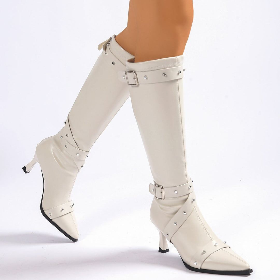 Fenrika | Damen Kniehohe Stiefel mit Schnallen - Image 12