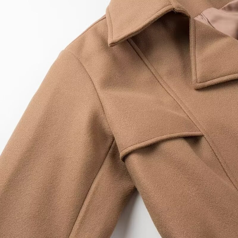 Aldmere | Damen Wintermantel Maxi doppelreihig mit Gürtel - Camel - Image 3