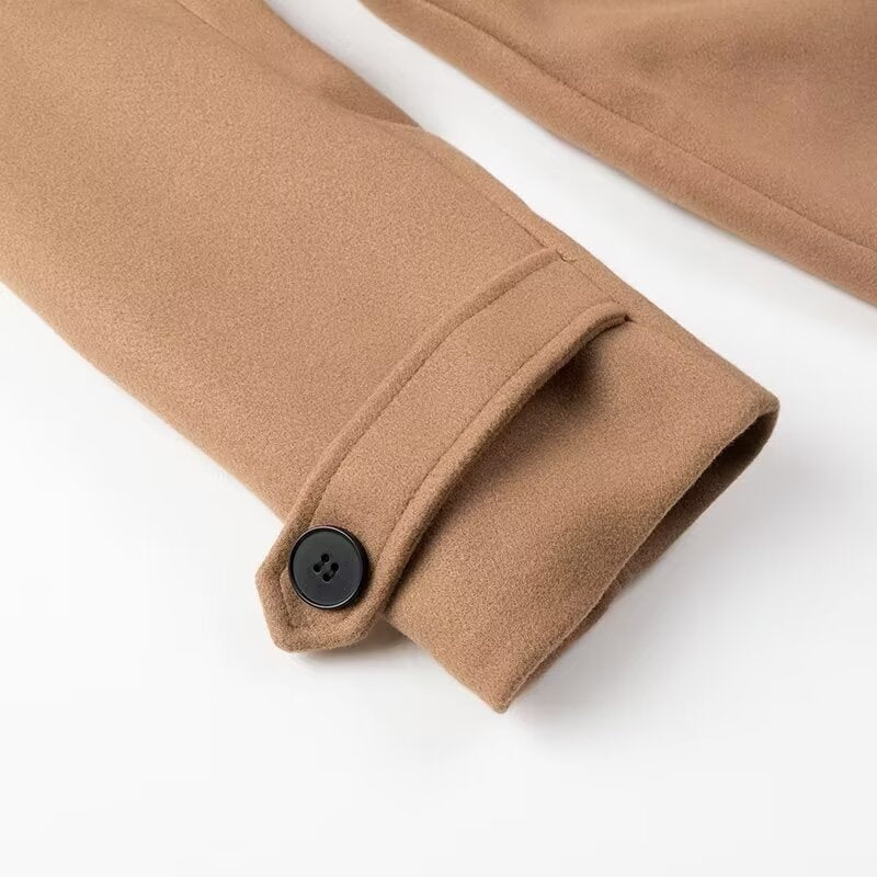 Aldmere | Damen Wintermantel Maxi doppelreihig mit Gürtel - Camel - Image 4