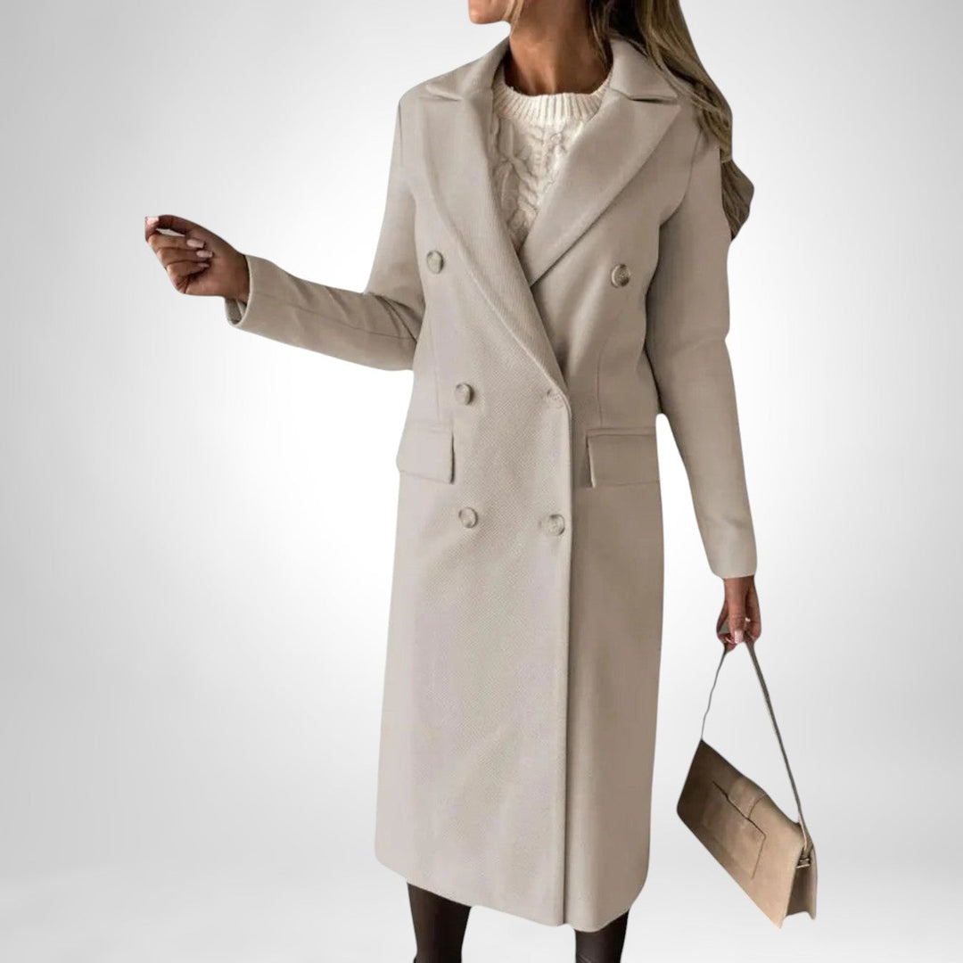 Aldona | Damen Langer Wintermantel Zweireiher - Image 14