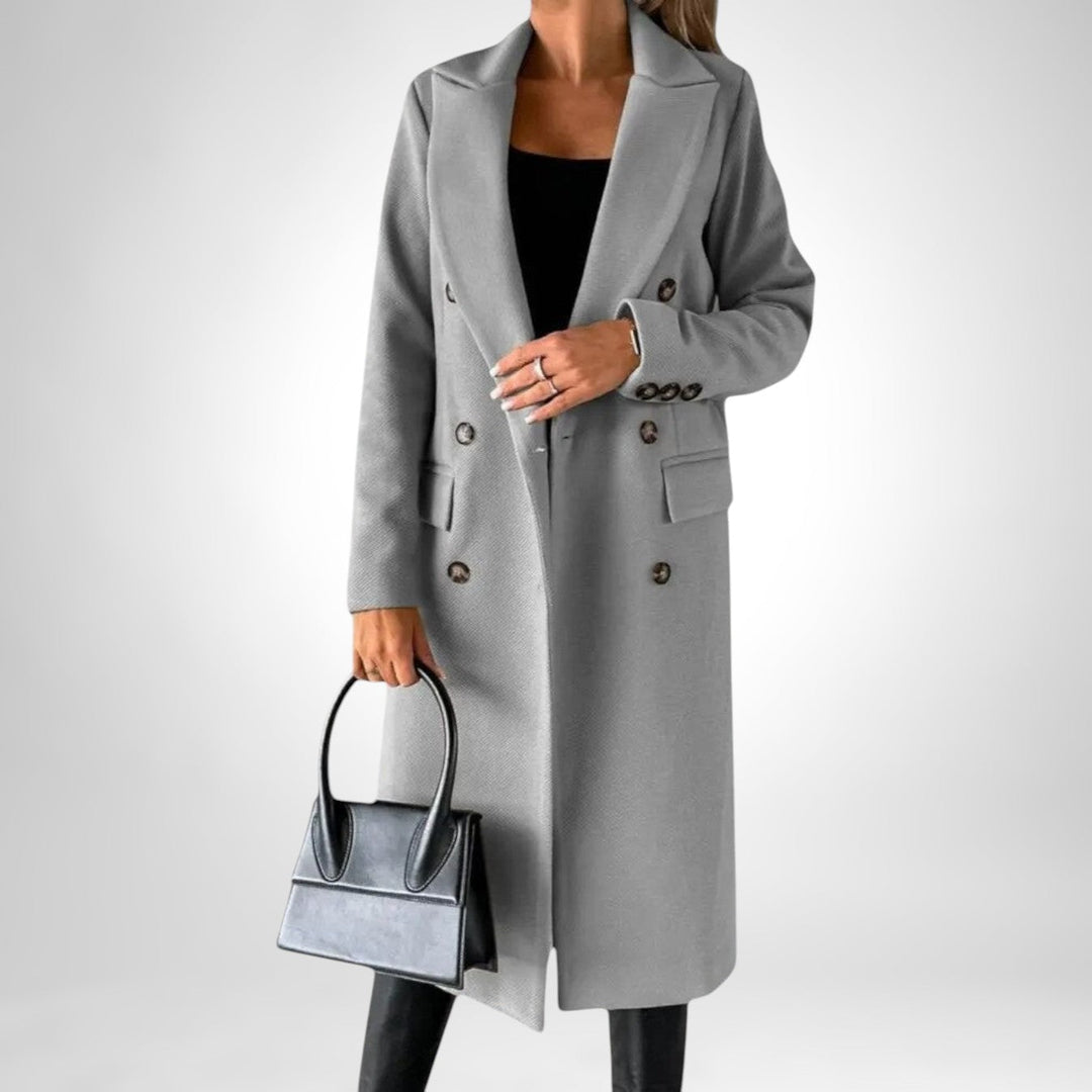 Aldona | Damen Langer Wintermantel Zweireiher - Image 15