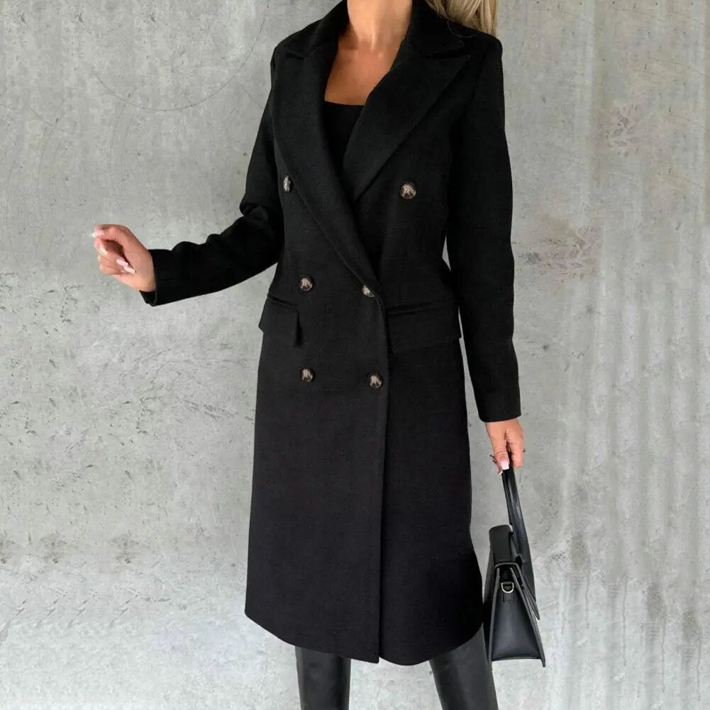 Aldona | Damen Langer Wintermantel Zweireiher - Image 4