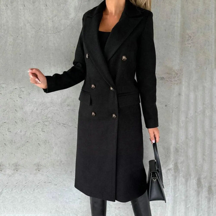 Aldona | Damen Langer Wintermantel Zweireiher - Image 4