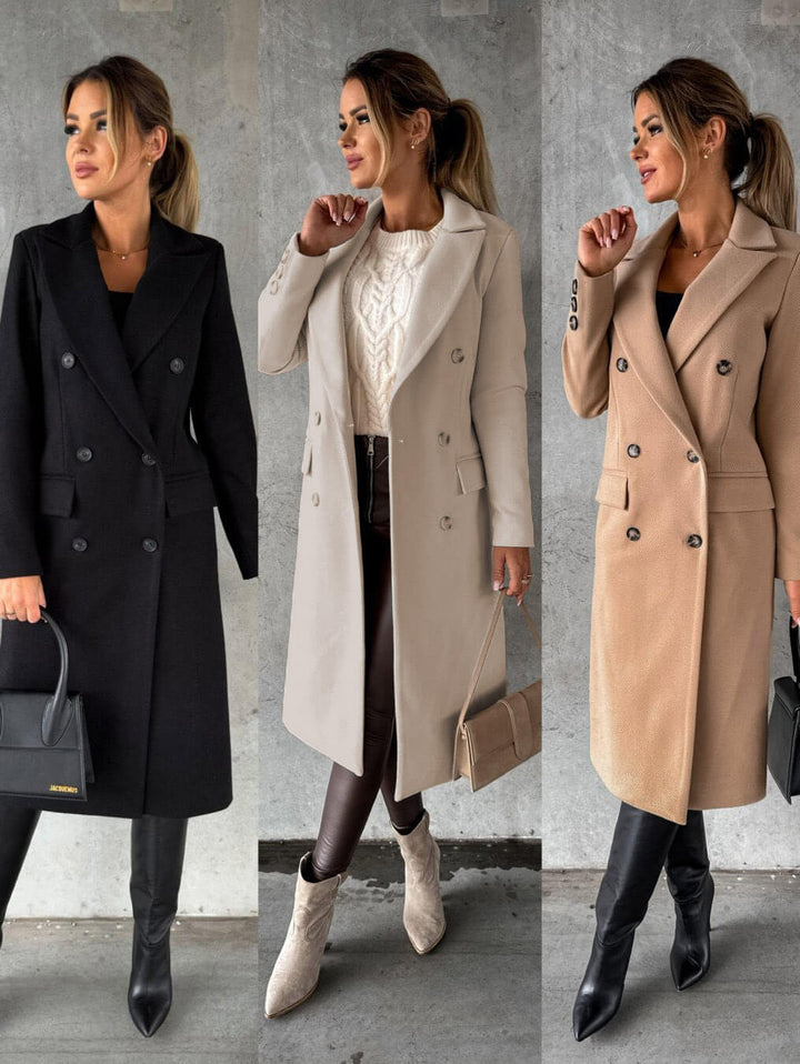 Aldona | Damen Langer Wintermantel Zweireiher - Image 6