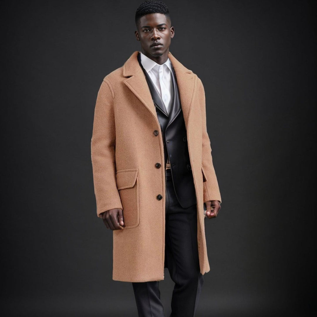 Aldvar | Herren Wintermantel Wollmischung Midi - Camel - Image 2