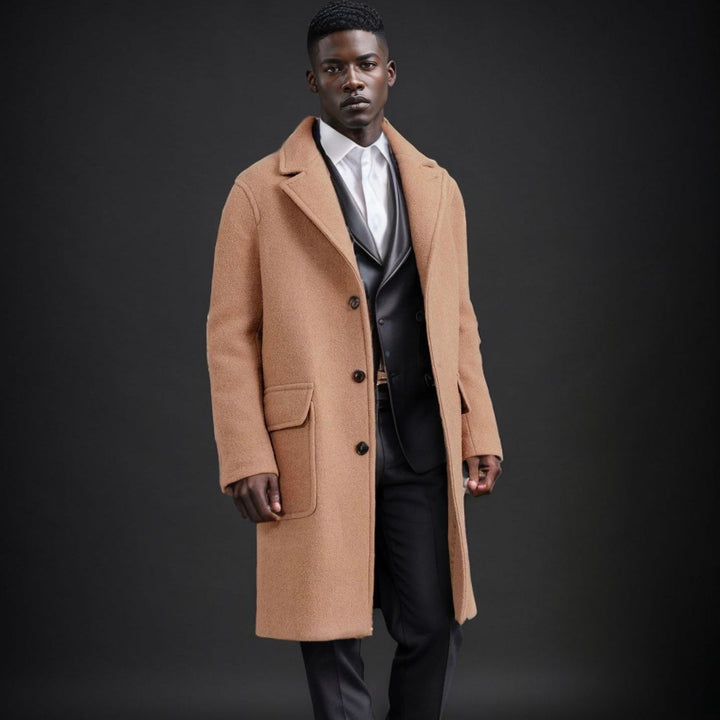Aldvar | Herren Wintermantel Wollmischung Midi - Camel - Image 2