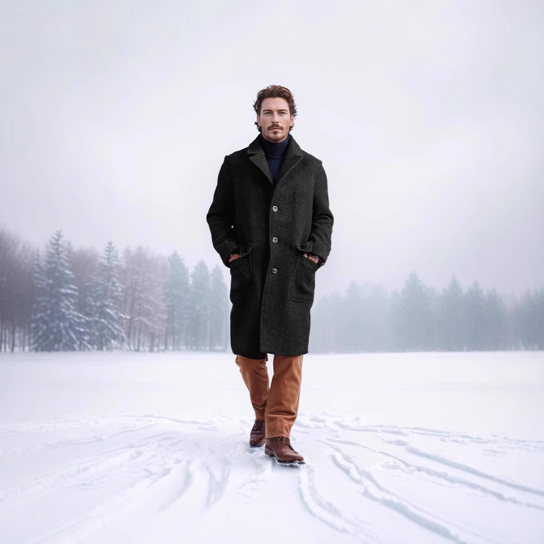 Aldvar | Herren Wintermantel Wollmischung Midi - Camel - Image 6