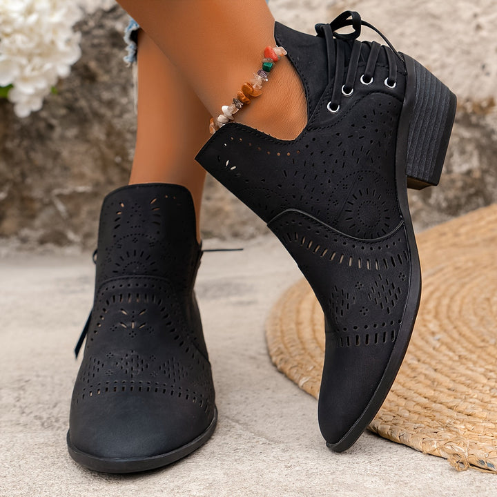 Aldveen | Damen Stiefeletten Blockabsatz Westlicher Stil - Image 10