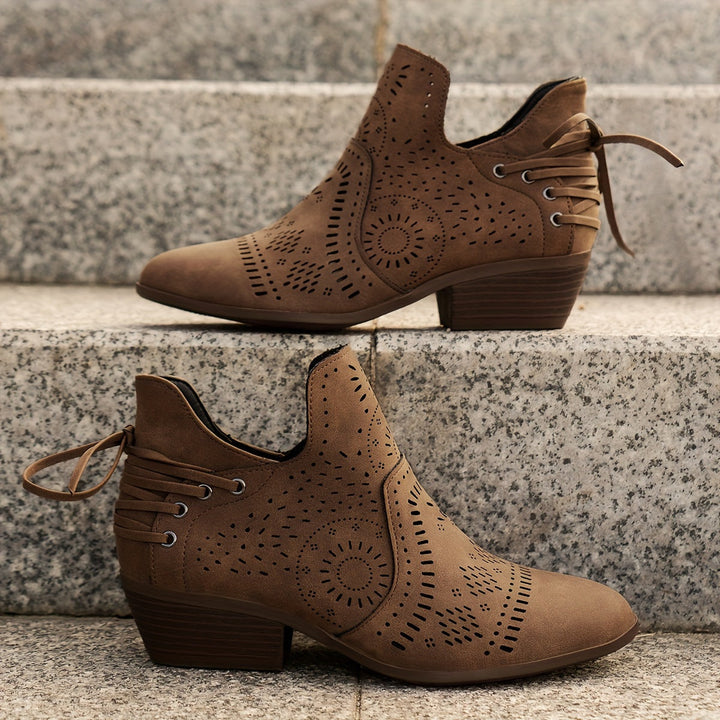 Aldveen | Damen Stiefeletten Blockabsatz Westlicher Stil - Image 5