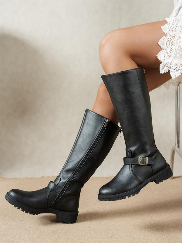 Aldvika | Damen Kniehohe Stiefel mit Blockabsatz - Black - Image 1
