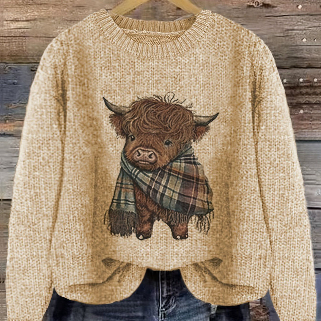 Aldvine | Damen Strickpullover Highland Cow Motiv - Image 11