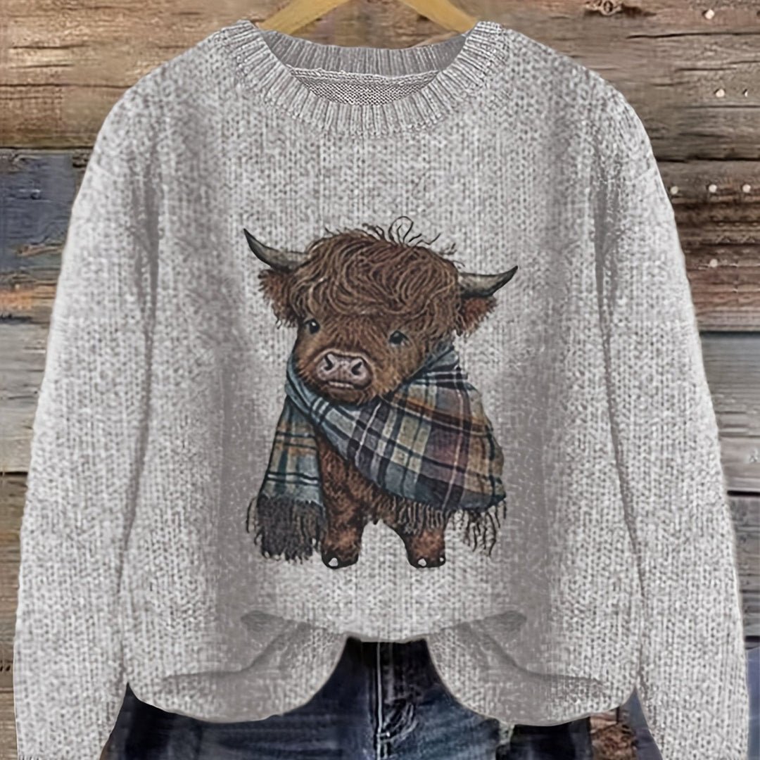 Aldvine | Damen Strickpullover Highland Cow Motiv - Image 12