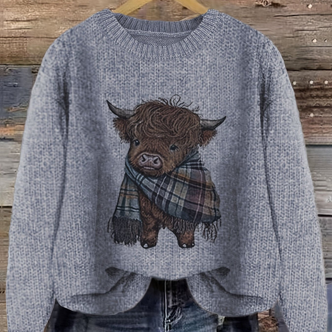 Aldvine | Damen Strickpullover Highland Cow Motiv - Image 13