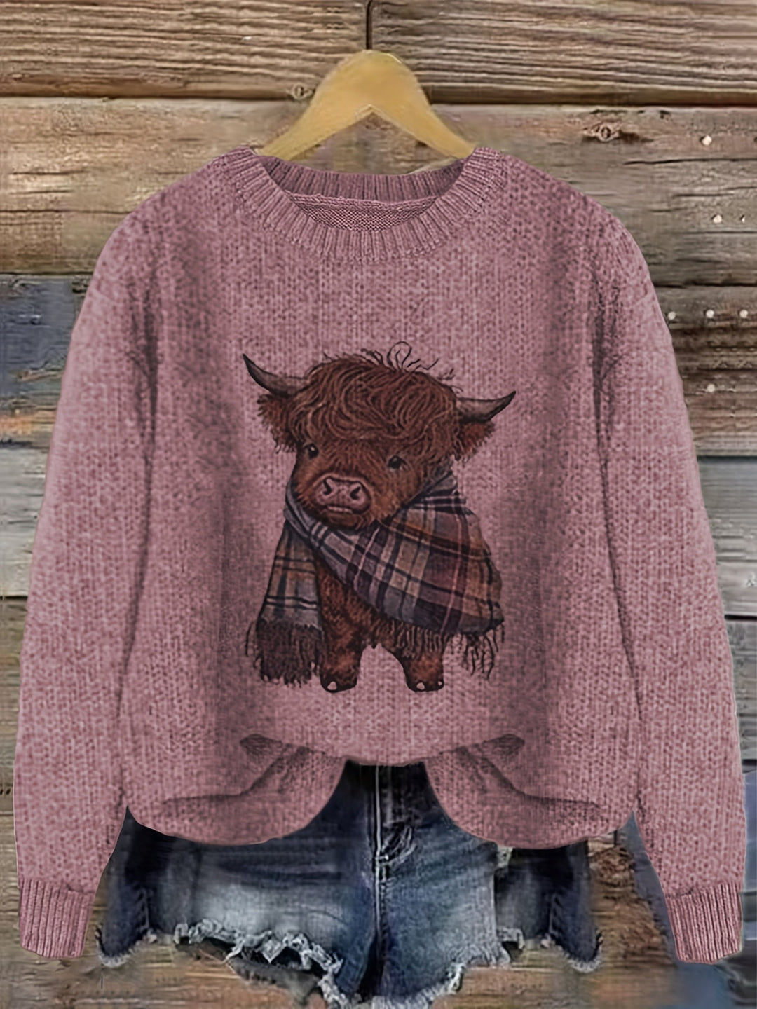 Aldvine | Damen Strickpullover Highland Cow Motiv - Image 3