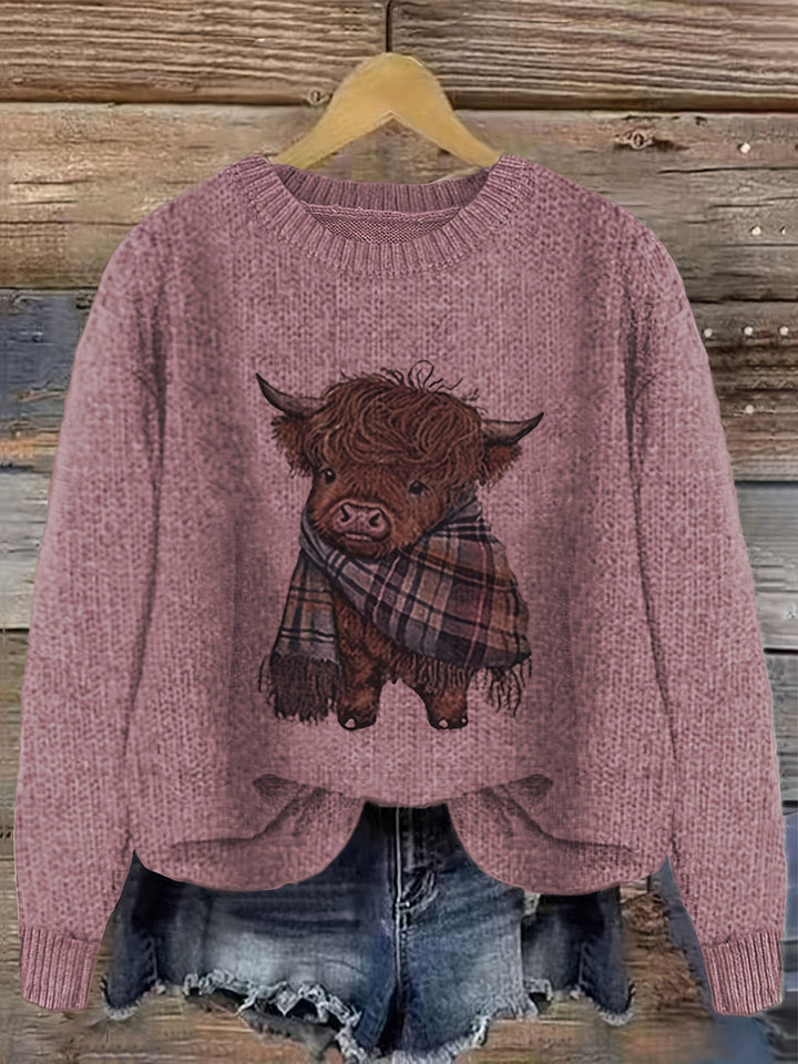 Aldvine | Damen Strickpullover Highland Cow Motiv - Image 3