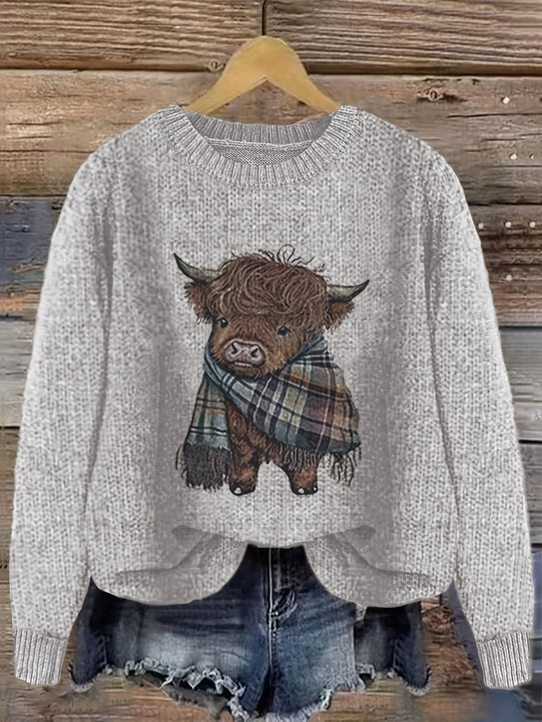 Aldvine | Damen Strickpullover Highland Cow Motiv - Image 4