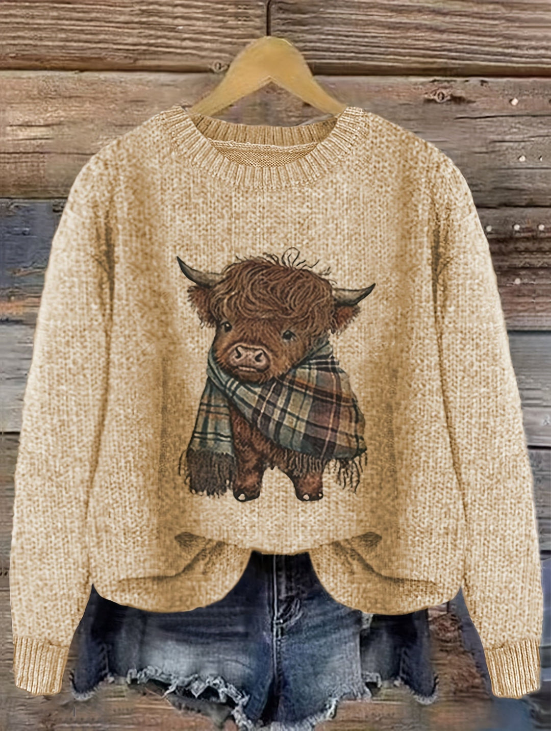 Aldvine | Damen Strickpullover Highland Cow Motiv - Image 5