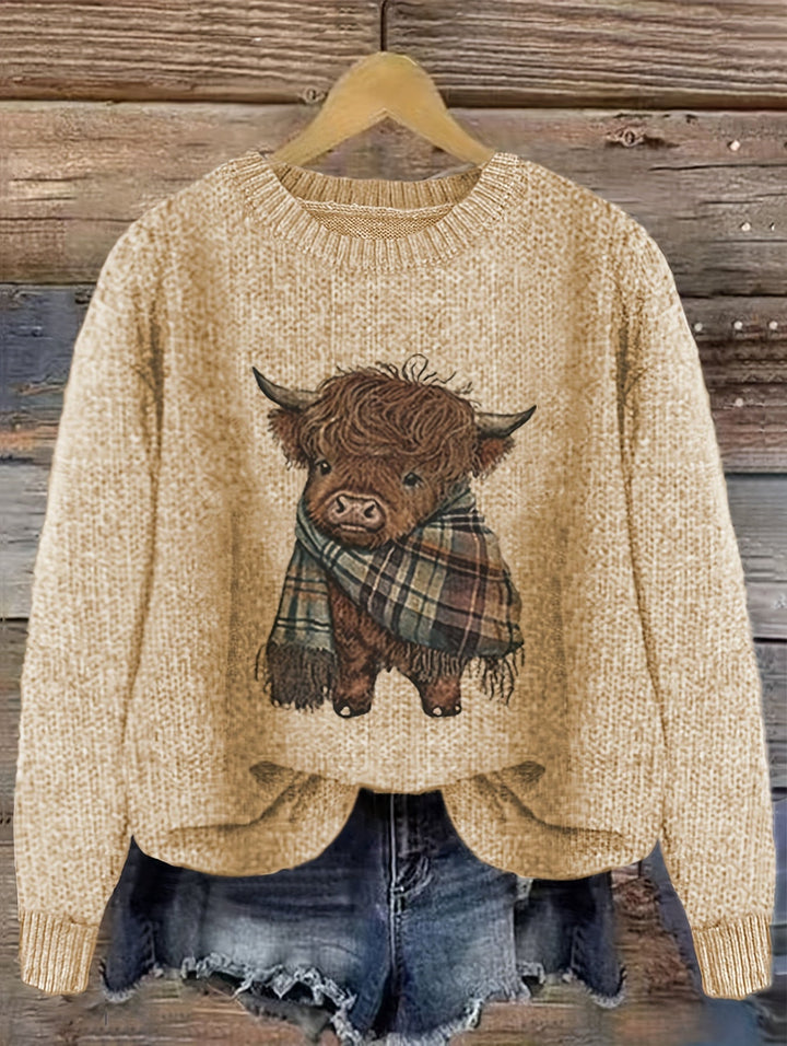 Aldvine | Damen Strickpullover Highland Cow Motiv - Image 5
