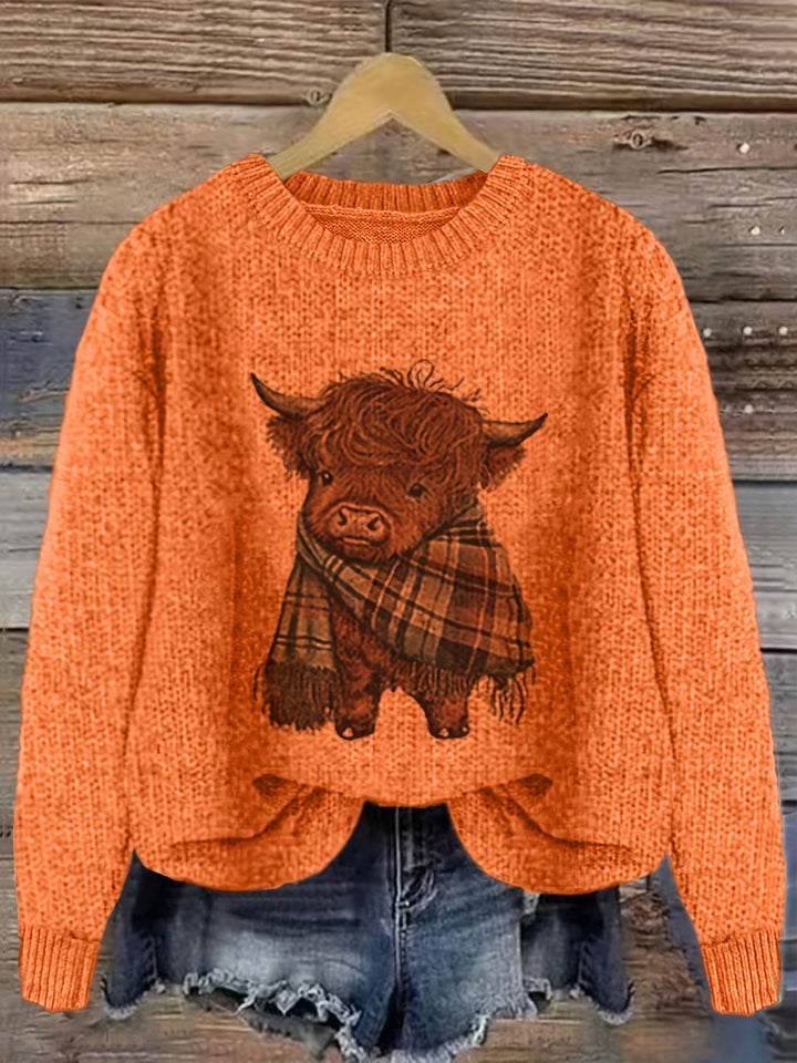Aldvine | Damen Strickpullover Highland Cow Motiv - Image 6