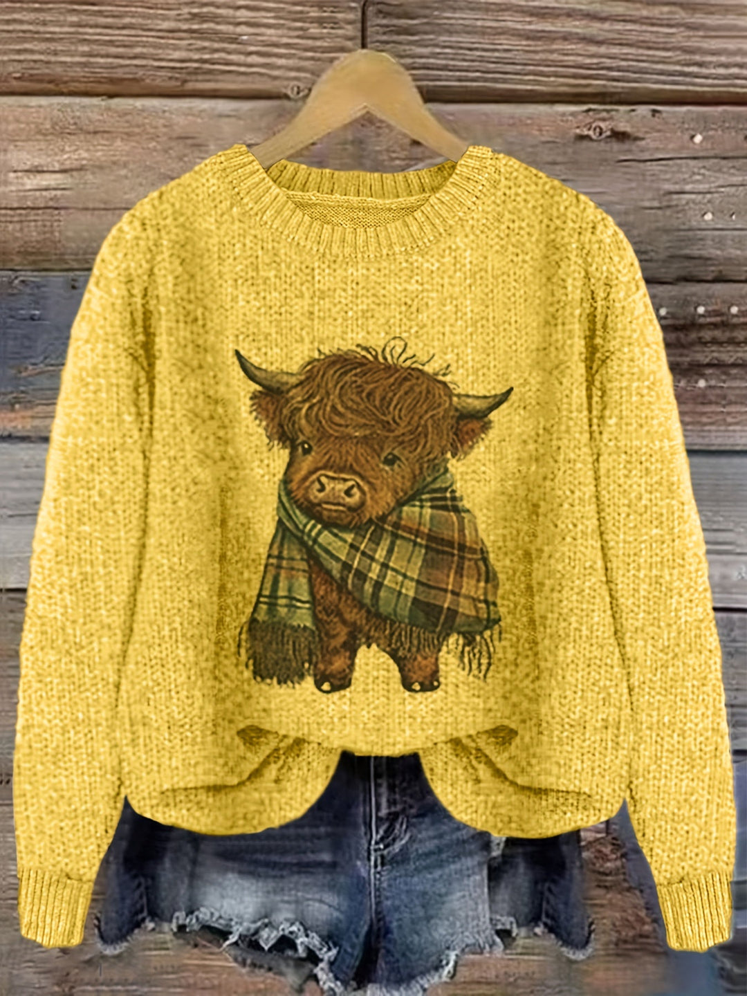 Aldvine | Damen Strickpullover Highland Cow Motiv - Image 7