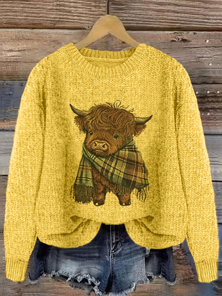 Aldvine | Damen Strickpullover Highland Cow Motiv - Image 7