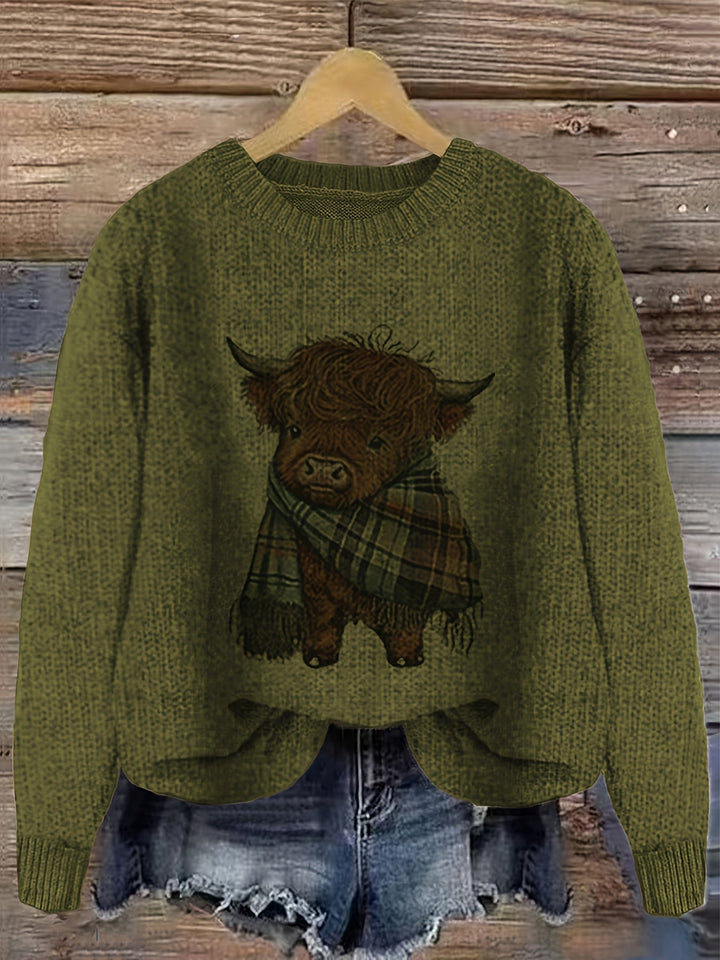 Aldvine | Damen Strickpullover Highland Cow Motiv - Image 8