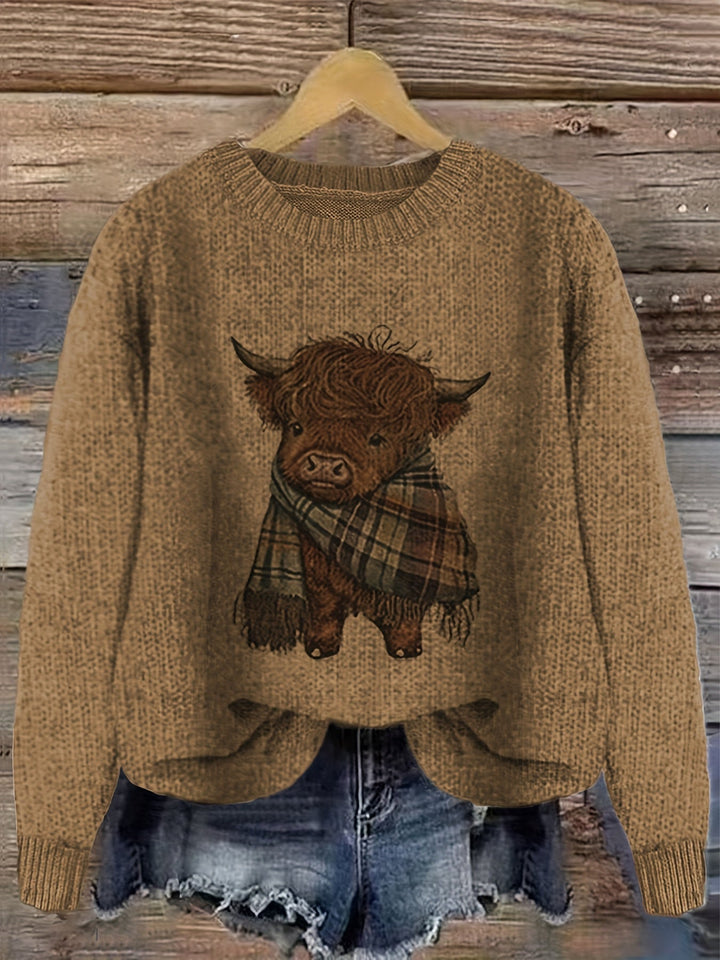 Aldvine | Damen Strickpullover Highland Cow Motiv - Image 9