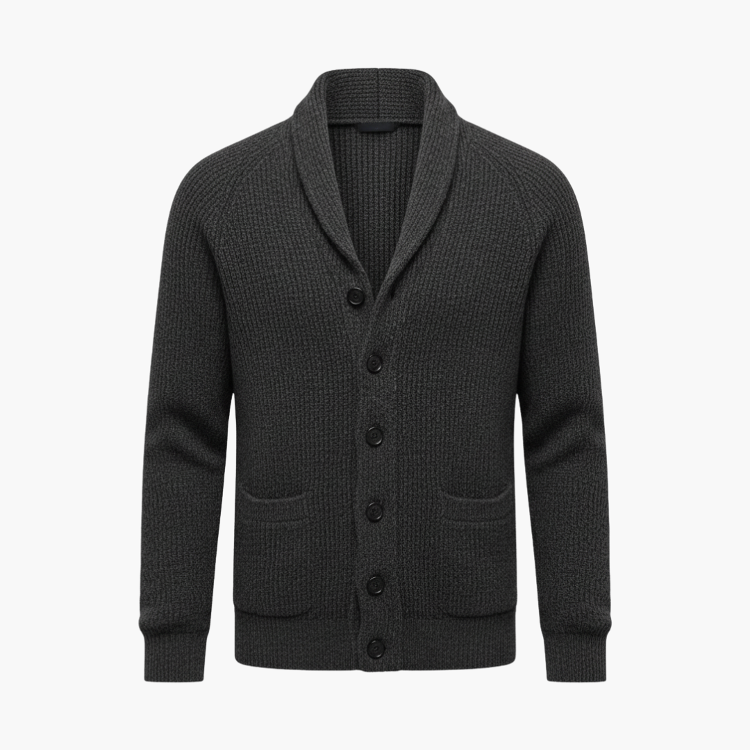 Aldvorn | Herren Strickjacke Schalkragen Cardigan - Dark Grey - Image 1