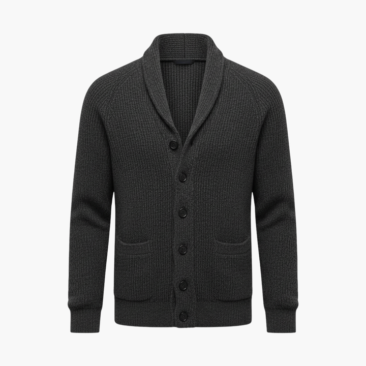 Aldvorn | Herren Strickjacke Schalkragen Cardigan - Dark Grey - Image 1