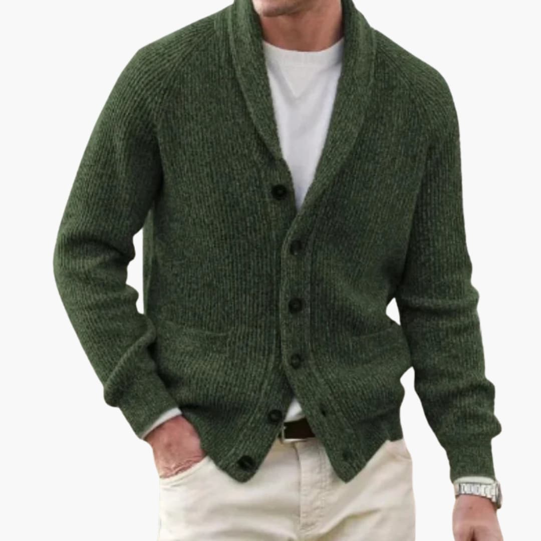 Aldvorn | Herren Strickjacke Schalkragen Cardigan - Dark Grey - Image 3