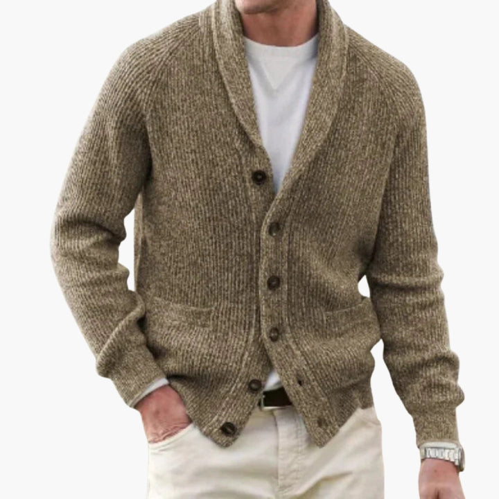 Aldvorn | Herren Strickjacke Schalkragen Cardigan - Dark Grey - Image 4