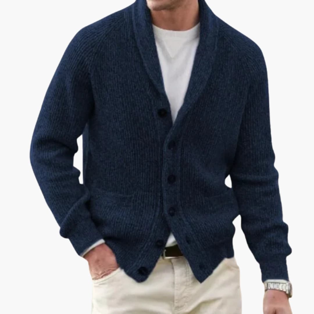 Aldvorn | Herren Strickjacke Schalkragen Cardigan - Dark Grey - Image 5