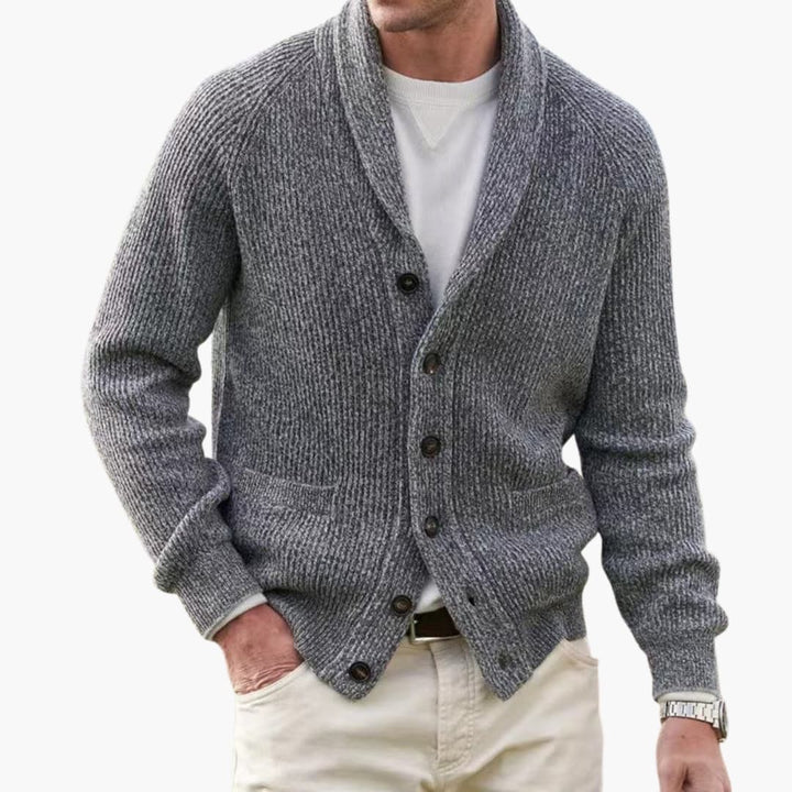 Aldvorn | Herren Strickjacke Schalkragen Cardigan - Dark Grey - Image 6
