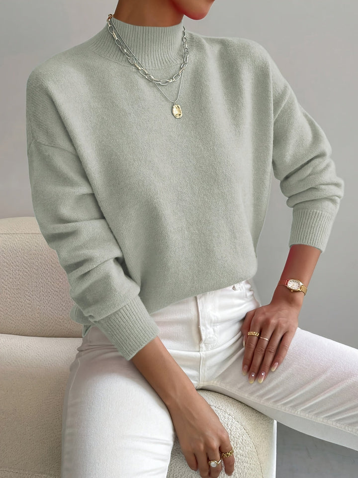 Almira | Damen Pullover mit Stehkragen Relaxed Fit - White - Image 10