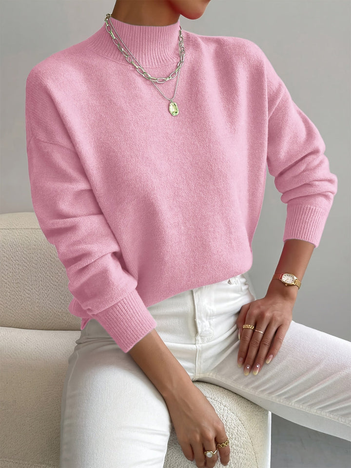 Almira | Damen Pullover mit Stehkragen Relaxed Fit - White - Image 2
