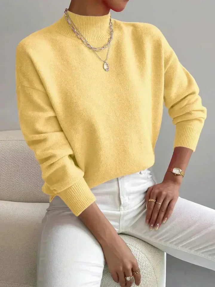 Almira | Damen Pullover mit Stehkragen Relaxed Fit - White - Image 3