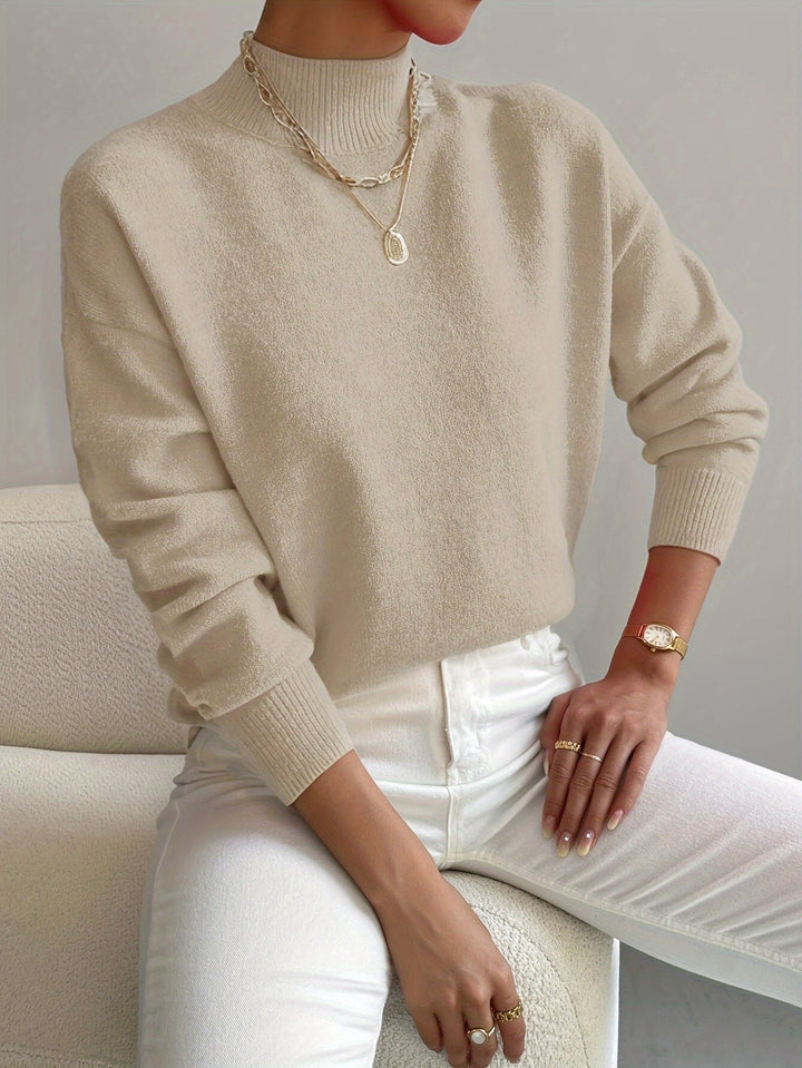 Almira | Damen Pullover mit Stehkragen Relaxed Fit - White - Image 4