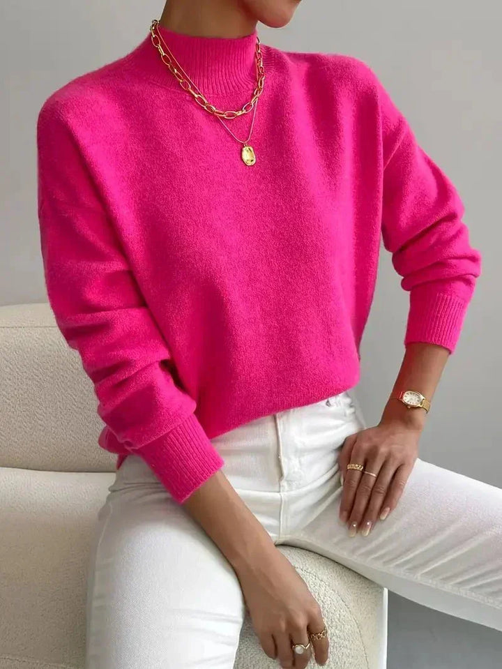 Almira | Damen Pullover mit Stehkragen Relaxed Fit - White - Image 6