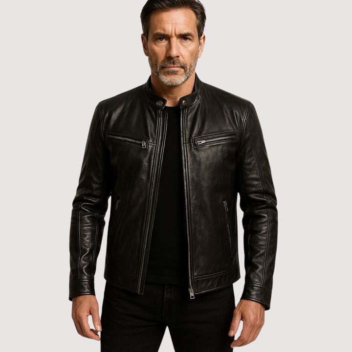 Arveld | Herren Lederjacke Bikerjacke Schwarz - Black - Image 1