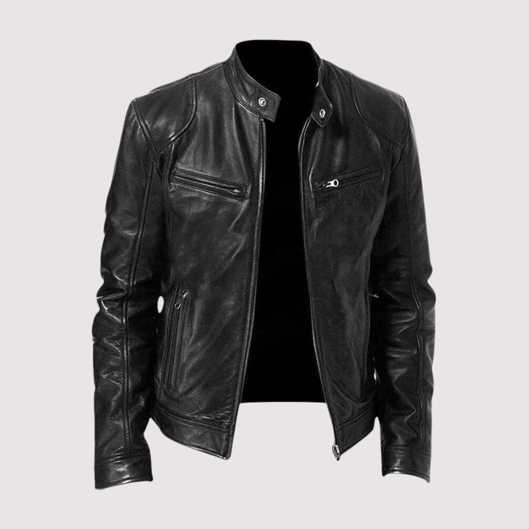 Arveld | Herren Lederjacke Bikerjacke Schwarz - Black - Image 2