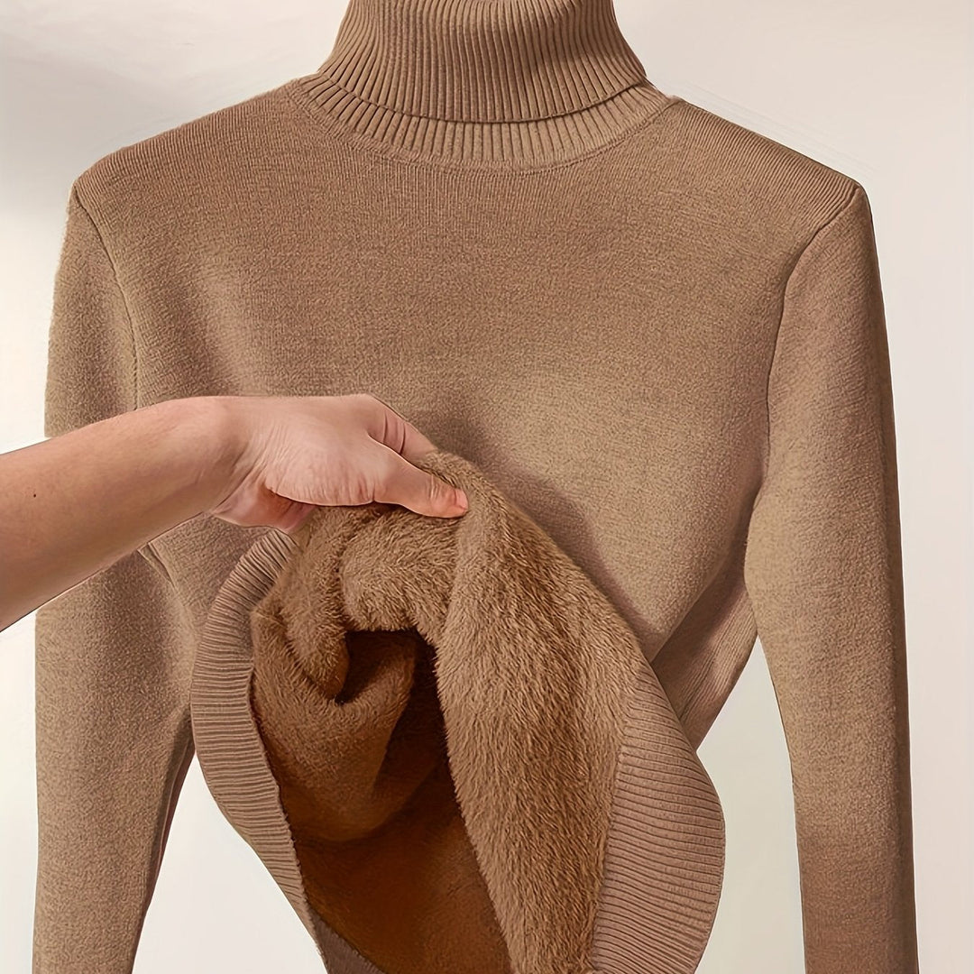 Arvina | Damen Rollkragen Pullover mit Fleecefutter - Camel - Image 1