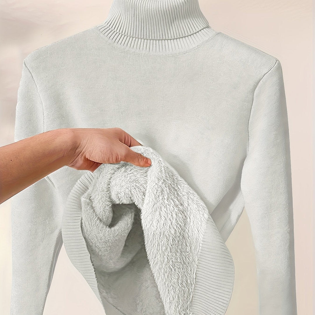 Arvina | Damen Rollkragen Pullover mit Fleecefutter - Camel - Image 14