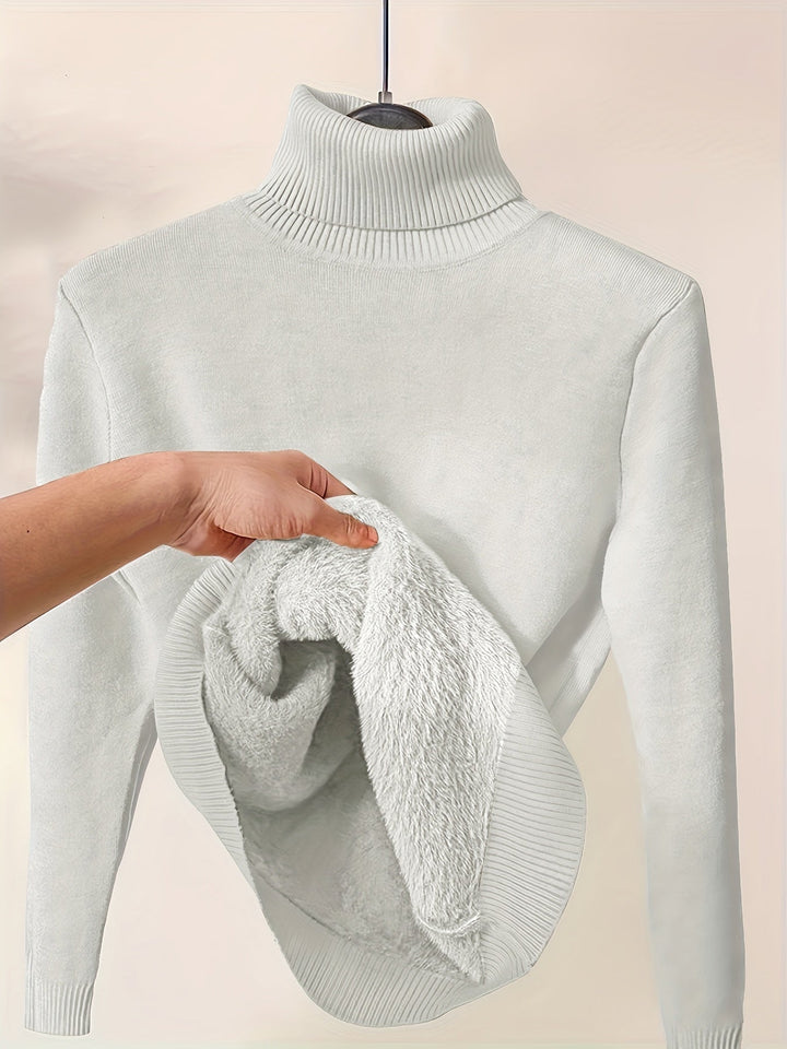 Arvina | Damen Rollkragen Pullover mit Fleecefutter - Camel - Image 15