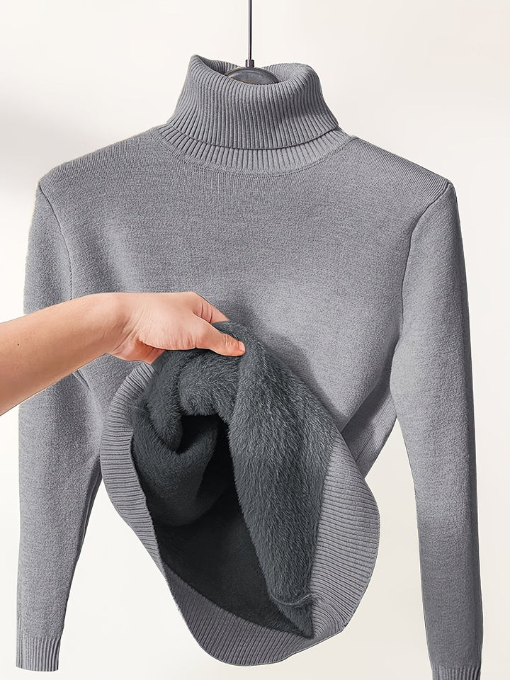 Arvina | Damen Rollkragen Pullover mit Fleecefutter - Camel - Image 20