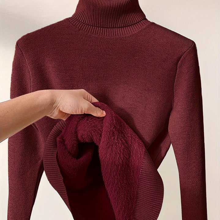 Arvina | Damen Rollkragen Pullover mit Fleecefutter - Camel - Image 25