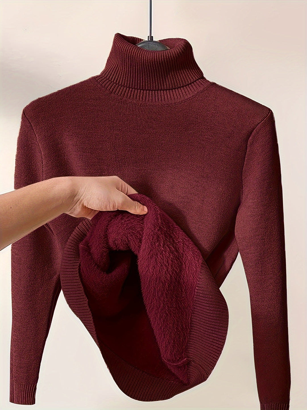Arvina | Damen Rollkragen Pullover mit Fleecefutter - Camel - Image 26