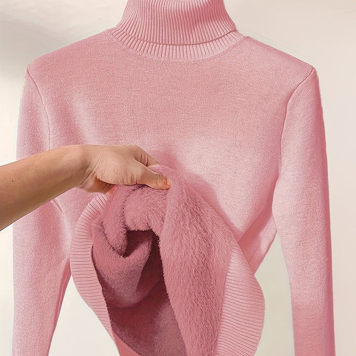 Arvina | Damen Rollkragen Pullover mit Fleecefutter - Camel - Image 29